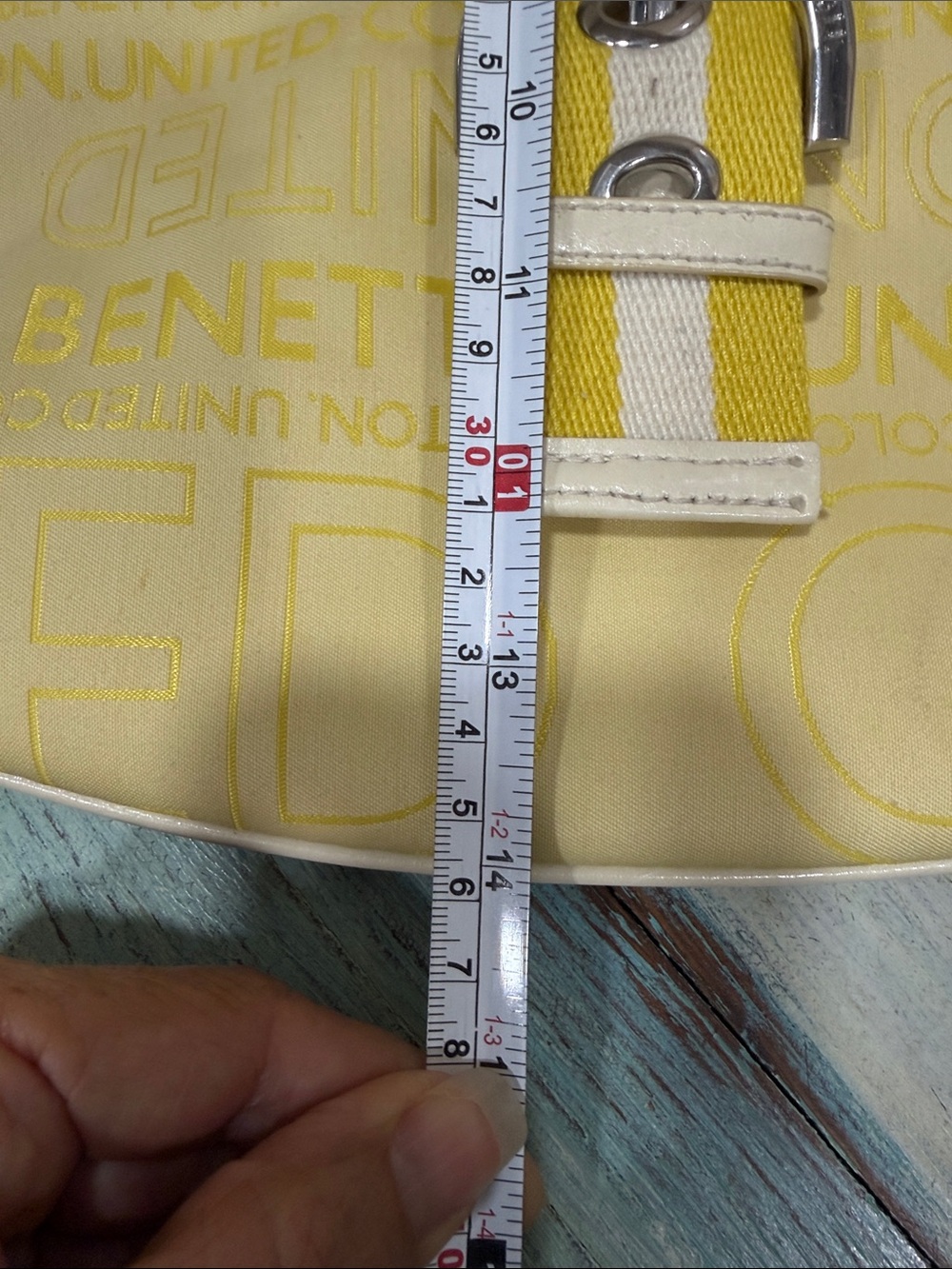 Vintage United Colors of Benetton Yellow Logo Hobo Shoulder Bag Y2K - Picture 11 of 12